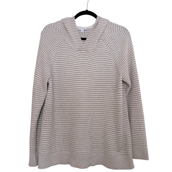 J. Jill beachy coastal lilac and cream knit hoodie sweater Small - Picture 2 of 13